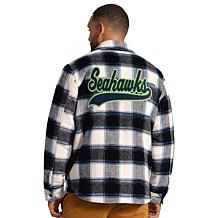Officially Licensed NFL Men's Plaid Shirt Jacket