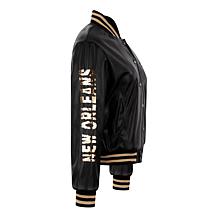Officially Licensed NFL Sequin Logo Faux Leather Bomber Jacket