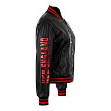 Officially Licensed NFL Sequin Logo Faux Leather Bomber Jacket