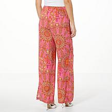One World Printed Pull-On Tie Waist Pant