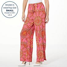 One World Printed Pull-On Tie Waist Pant