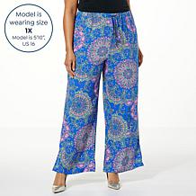 One World Printed Pull-On Tie Waist Pant