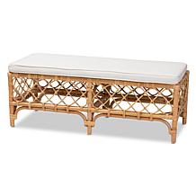 Orchard Natural Rattan Accent Bench with Plush Cushion