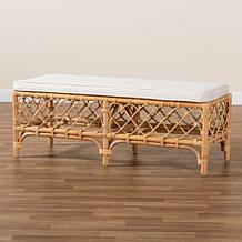Orchard Natural Rattan Accent Bench with Plush Cushion