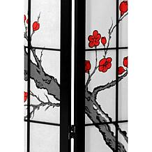 Oriental Furniture Cherry Blossom Shoji Screen - Black