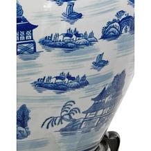 Oriental Furniture Landscape Blue & White Fishbowl