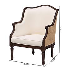 Ornella Traditional French Accent Chair with Rattan Accents