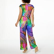 othrwis by Alana Kay Knit Cap-Sleeve Jumpsuit with Tie Belt