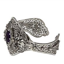 Ottoman Silver Jewelry 7.5ctw Amethyst 7-1/4" Cuff Bracelet