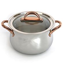 Ouro Gold 18/10 Stainless Steel 8" Stockpot with Glass Lid, 5qt.