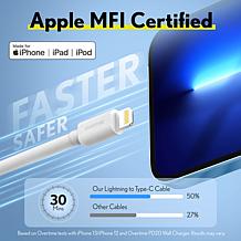 Overtime Apple MFi-Certified 6' Braided Lightning to USB-C Cable 2-pk