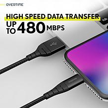 Overtime Apple MFi-Certified 6' Braided Lightning to USB Cable 2-pack