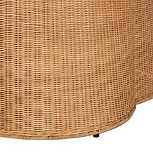 Palm Coffee Table with Woven Rattan and Metal Frame, 39.75" W