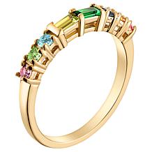 Parents Baguette and Childrens Round Birthstone Ring