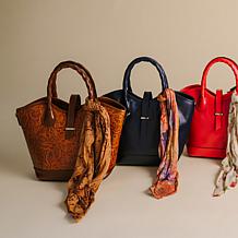 Patricia Nash Mina Satchel With Scarf & Crossbody Strap