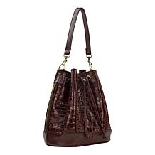 Patricia Nash Riano Croco-Embossed Leather Drawstring Bucket Bag