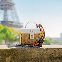 Patricia Nash Vienne Top Handle Wicker Satchel with Scarf