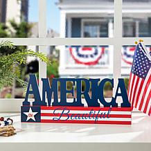 Patriotic Americana Wooden AMERICA Table Decor