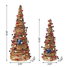 Patriotic Cone Table Trees 2-piece Set