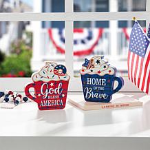 Patriotic/Americana 2-pack Wooden Coffee Cup Table Décor