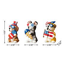 Patriotic/Americana 3-pack 4.5"H Resin Dog Table Décor