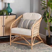 Patsy Boho-Style Rattan Armchair with Plush Cushions