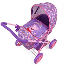 Peppa Pig Doll Deluxe Pram & Bag - Purple, Pink, Flowers