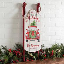 Personalized Happy Holidays Red Truck Sled Décor