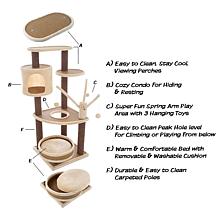 Pet Adobe 43.5" Cat Tree– Kitty Condo, Pet Bed, and Play Area, Brown