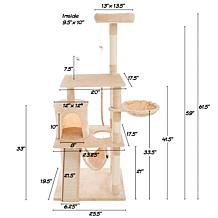 Pet Adobe 61.5" Cat Tree– Hammocks, Scratching Posts, and Condo, Beige