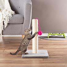 Pet Adobe Cat Scratching Post w/ Hanging Toy - Gray