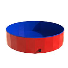 Pet Adobe Collapsible Dog Pool and Bath with Drain - Red