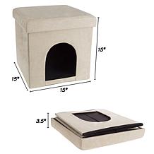 Pet Adobe Dog and Cat House Ottoman - Microsuede Tan