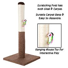 Pet Adobe Tall Cat Scratching Post with Toy - Tan