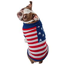 Pet Life Patriot Independence Star Ribbed Turtleneck Dog Sweater