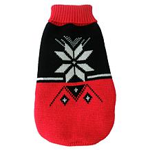Pet Life Snowflake Cable-Knit Ribbed Turtleneck Dog Sweater