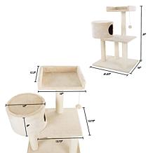 PETMAKER 3-Tier Cat Tree Scratching Posts,  Cat Condo  Bed and Toy