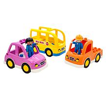 PicassoTiles People Character Figure Set with 3 Cars
