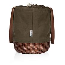 Picnic Time Coronado Basket Tote - Khaki Green with Beige Accents