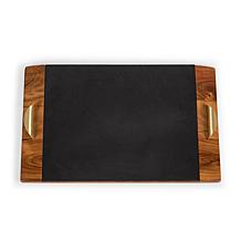 Picnic Time Covina - Acacia & Slate Serving Tray, (Wood w/ Accents)