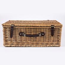 Picnic Time Newbury Basket - Navy Blue & Burgundy Plaid Pattern