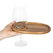 Picnic Time Wine Appetizer Plate Set Of 4, (Acacia Wood)