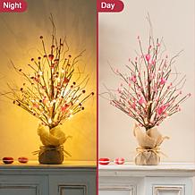 Pink Berry Table Tree with Warm White Lights 20"H