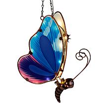 Plow & Hearth Solar Hanging Butterfly Garden Decor