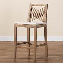 Poltak Tropical Mahogany & Rattan Counter Stool