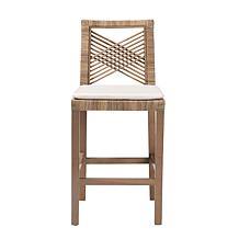 Poltak Tropical Mahogany & Rattan Counter Stool
