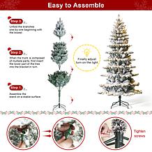 Pre-Lit 7.5' Flocked Slim Spruce Artificial Christmas Tree