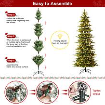 Pre-Lit Green Slim Fir Artificial Christmas Tree w/Strawberry Lights