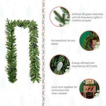 Pre-Lit Greenery Christmas Garland with Strawberry Lights