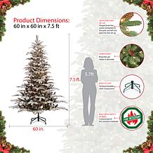 Puleo 7-1/2 ft. Pre-Lit Arctic Fir Flocked Artificial Christmas Tree
